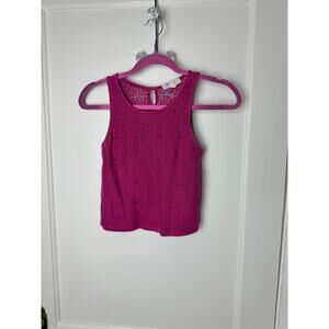 Aeropostale Cropped Tank Top Women's Small Pink Lace Boho Mini Babydoll